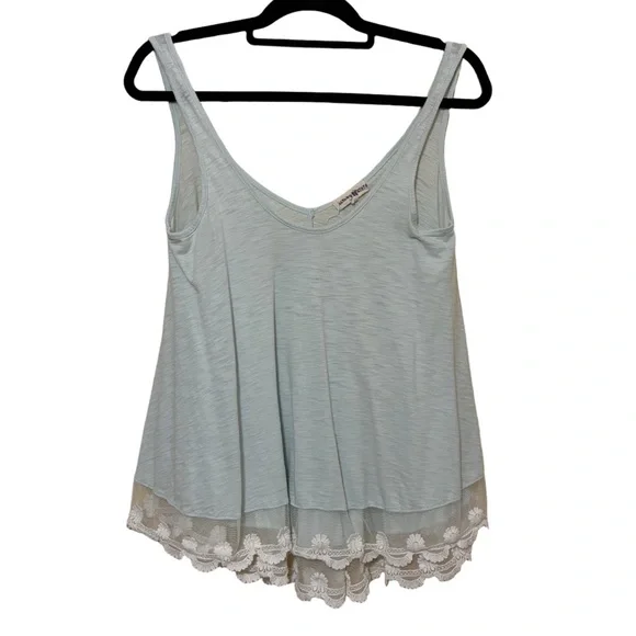 Altar’d State Lace Hem Tank Top Women’s S Baby Blue Scoop Neck Pullover Boho - Picture 1 of 4